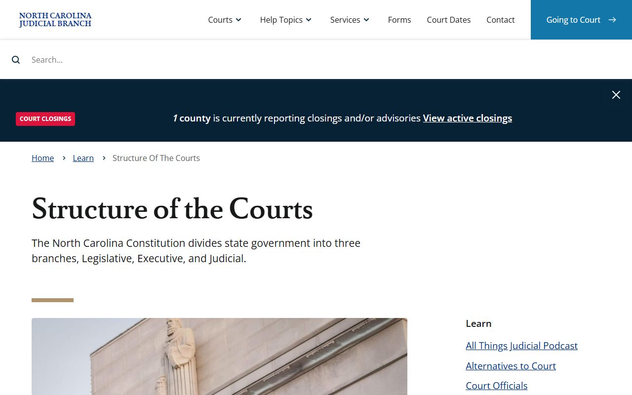 North Carolina court structure map for Cabarrus County