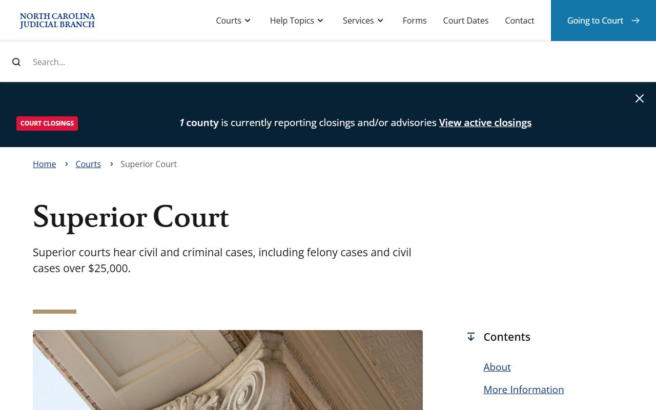 North Carolina Superior Court overview for Cabarrus County court records