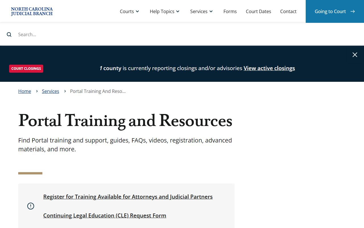 Cabarrus County court records search training on the eCourts Portal