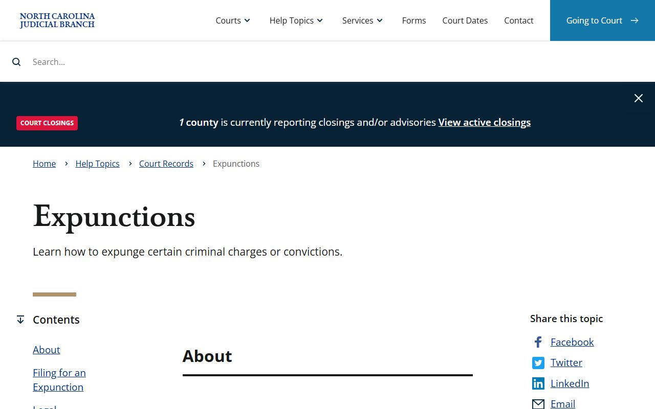Cabarrus County court records expunctions help topic