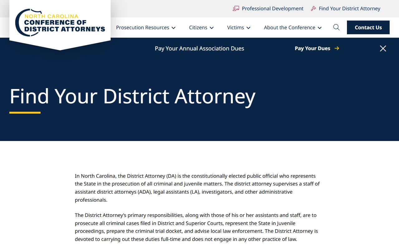 NC District Attorney locator for Cabarrus County arrest records