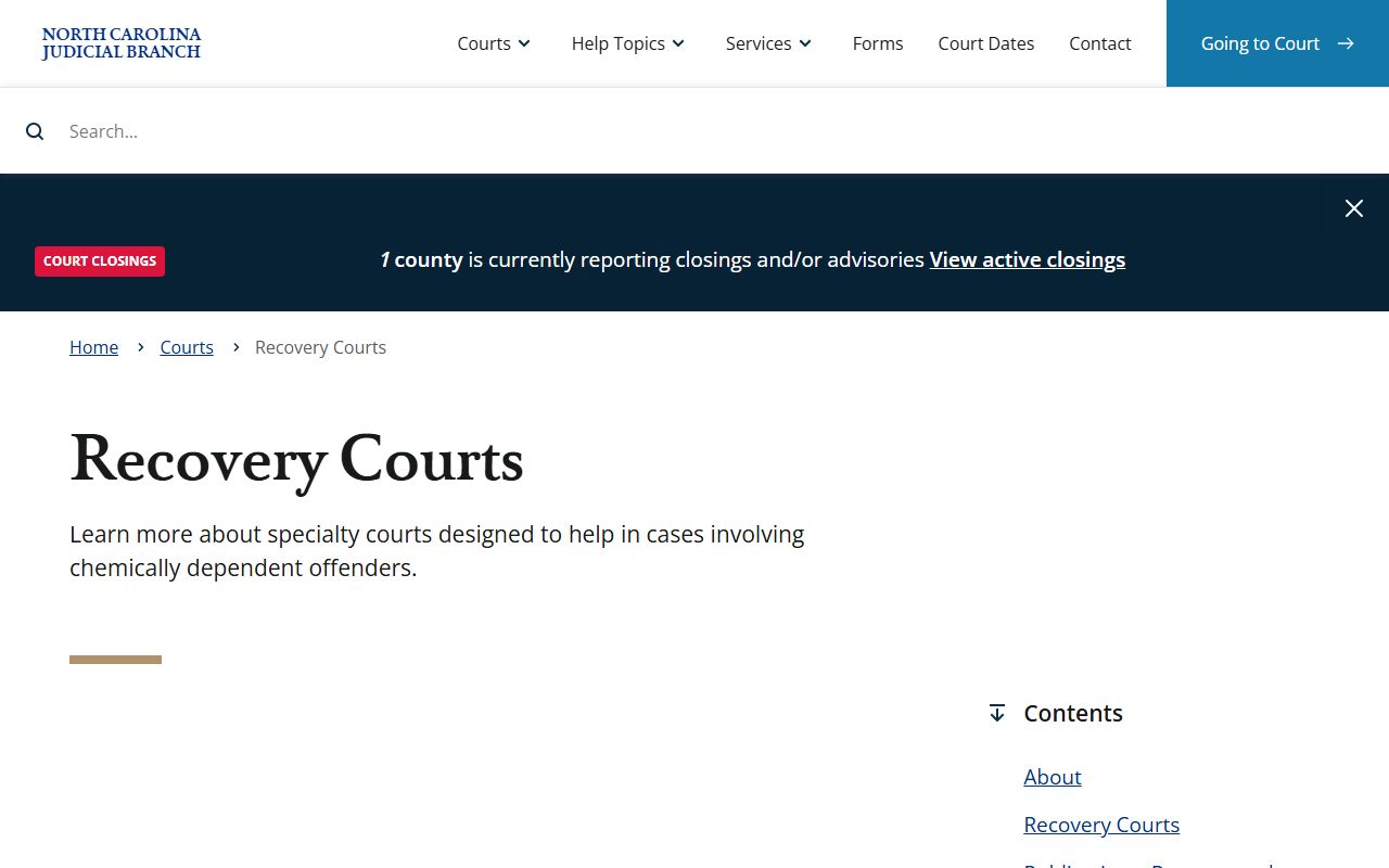 North Carolina Recovery Courts relevant to Cabarrus County