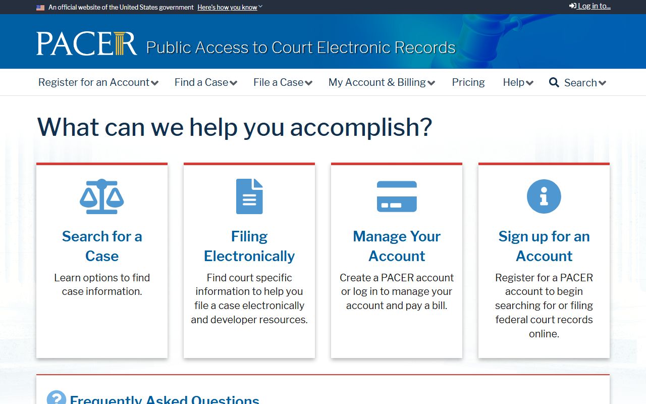 PACER federal case access for Cabarrus County federal matters