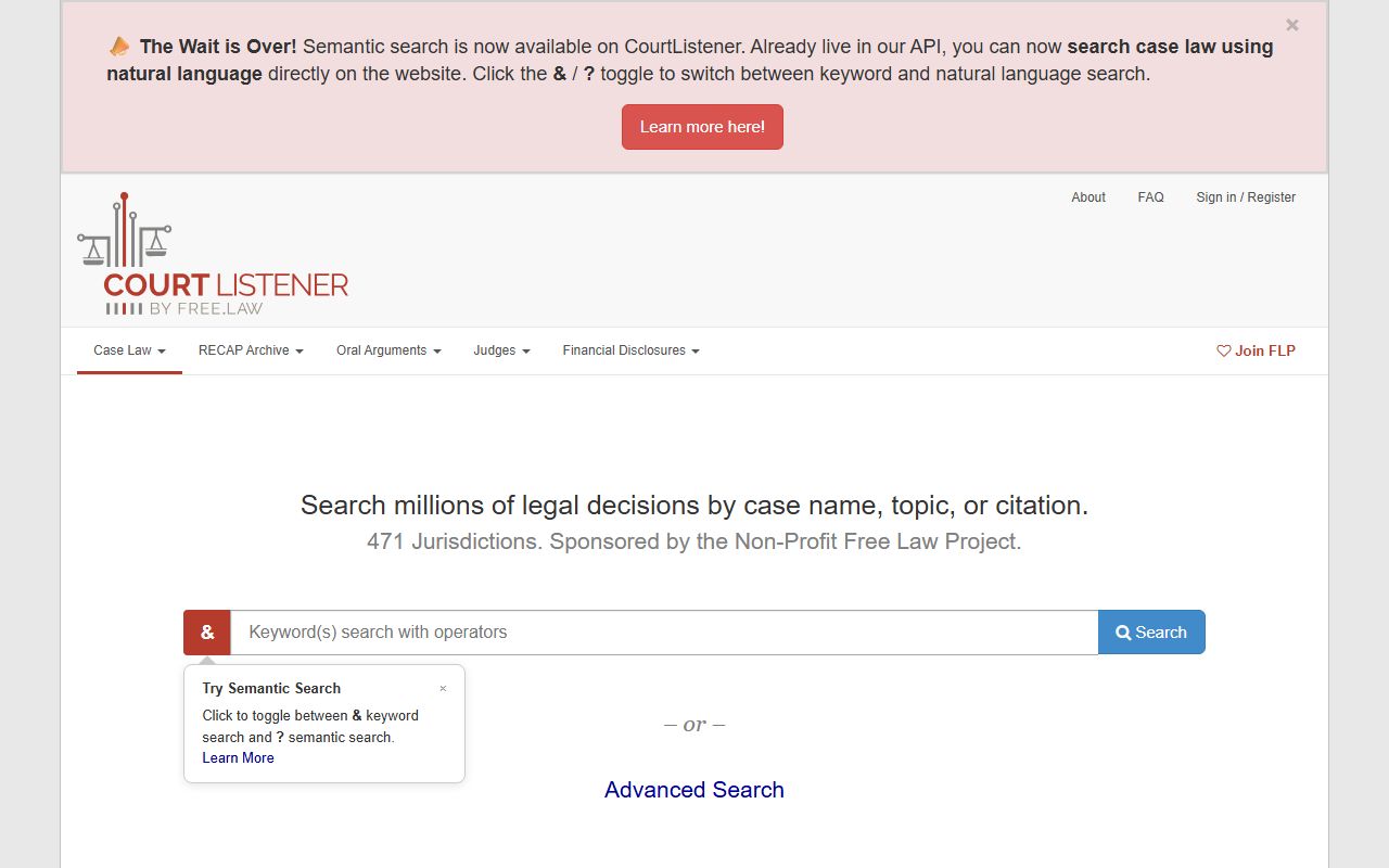 CourtListener and RECAP federal records tool for Cabarrus County