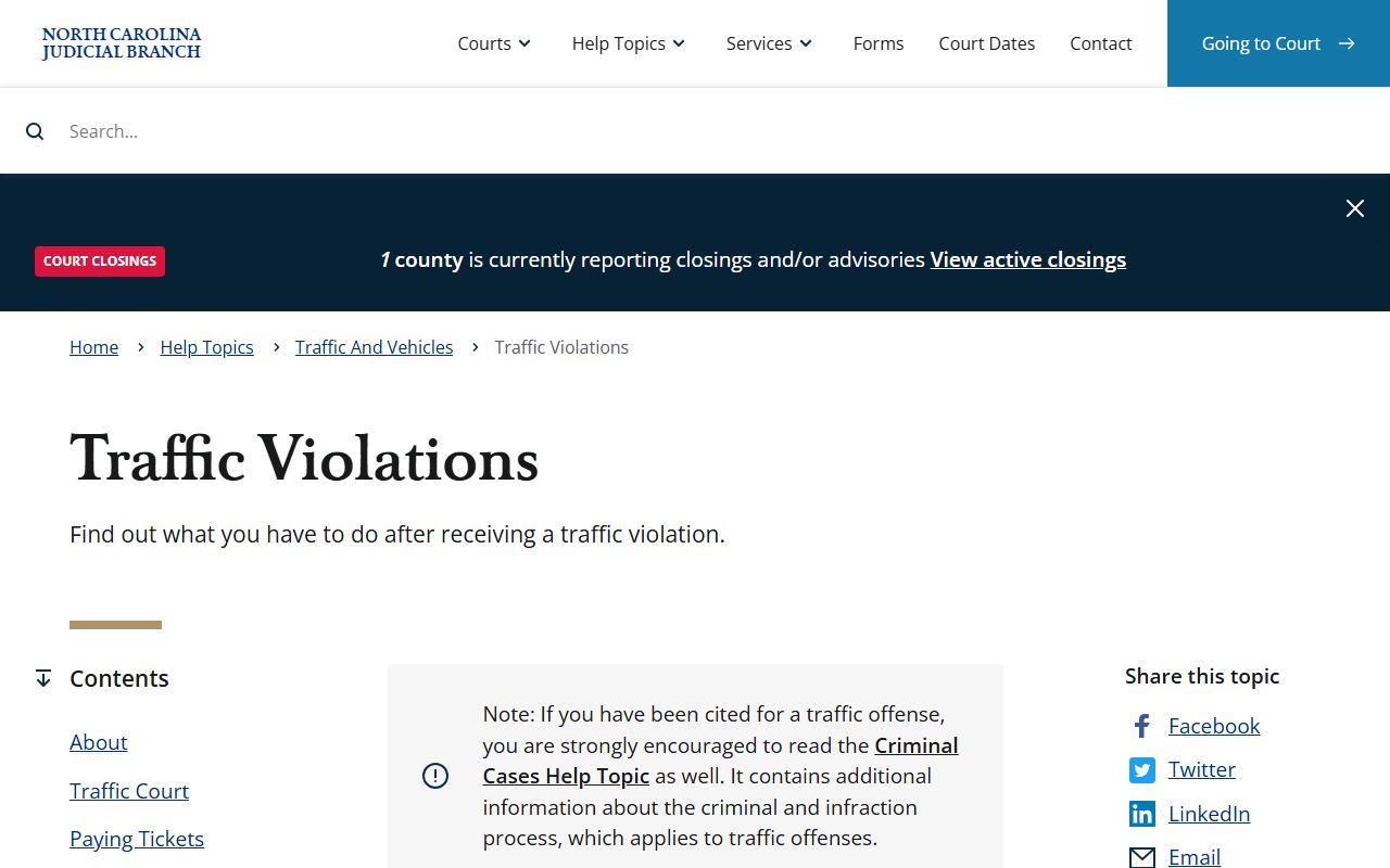 North Carolina traffic violations help topic for Cabarrus County